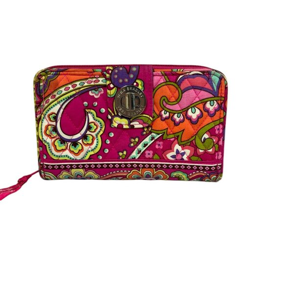 Vera Bradley Women's Cotton RFID Turnlock Wallet - Pink Swirls - Picture 12 of 12